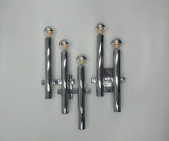 Chrome Metal Sconces by Gaetano Sciolari for Maison Boulanger, 1970s