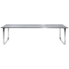 Vintage Chrome Metal Slat Bench by Design Institute of America