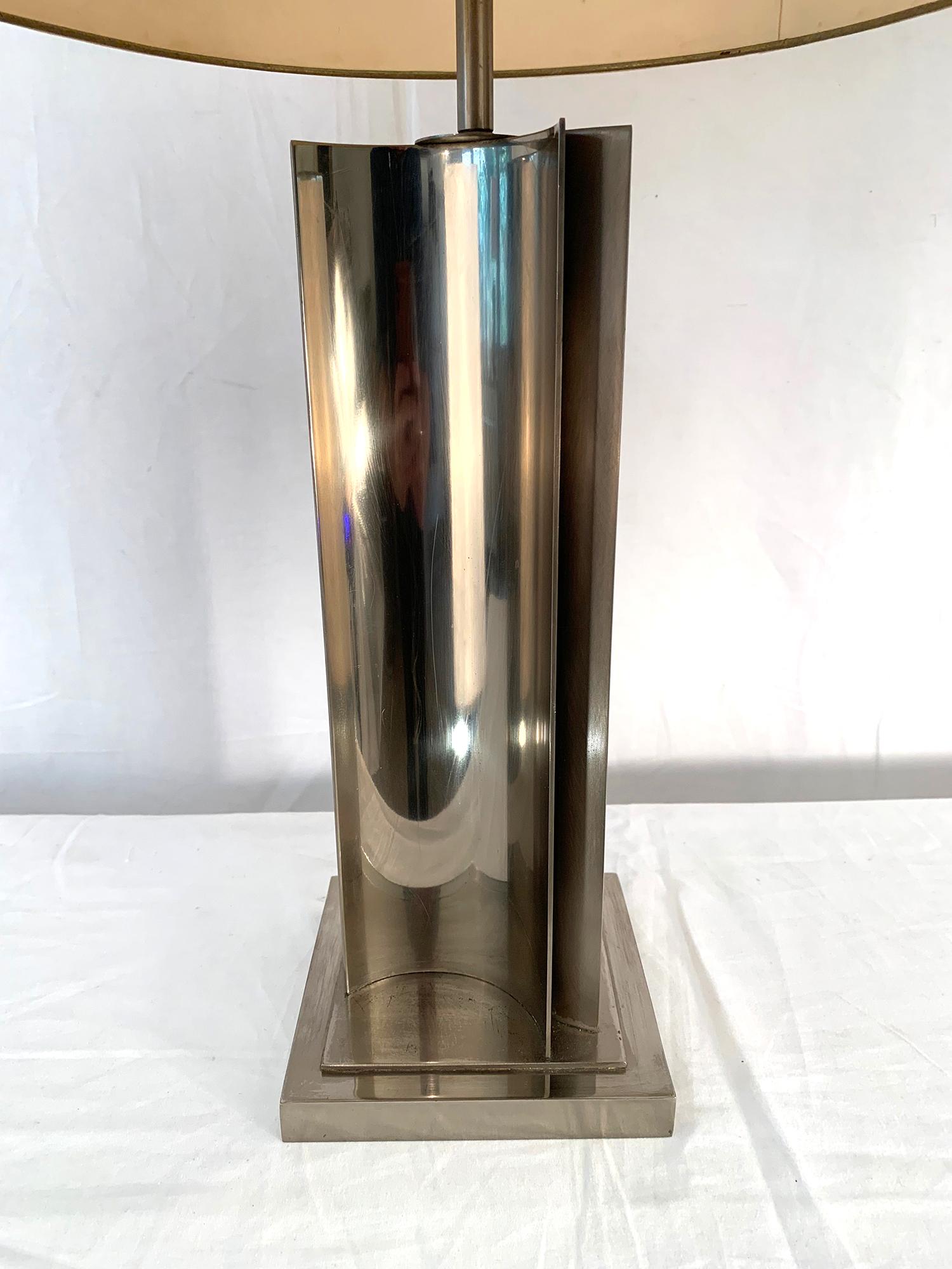 European Chrome Metal Table Lamp, 1970s For Sale