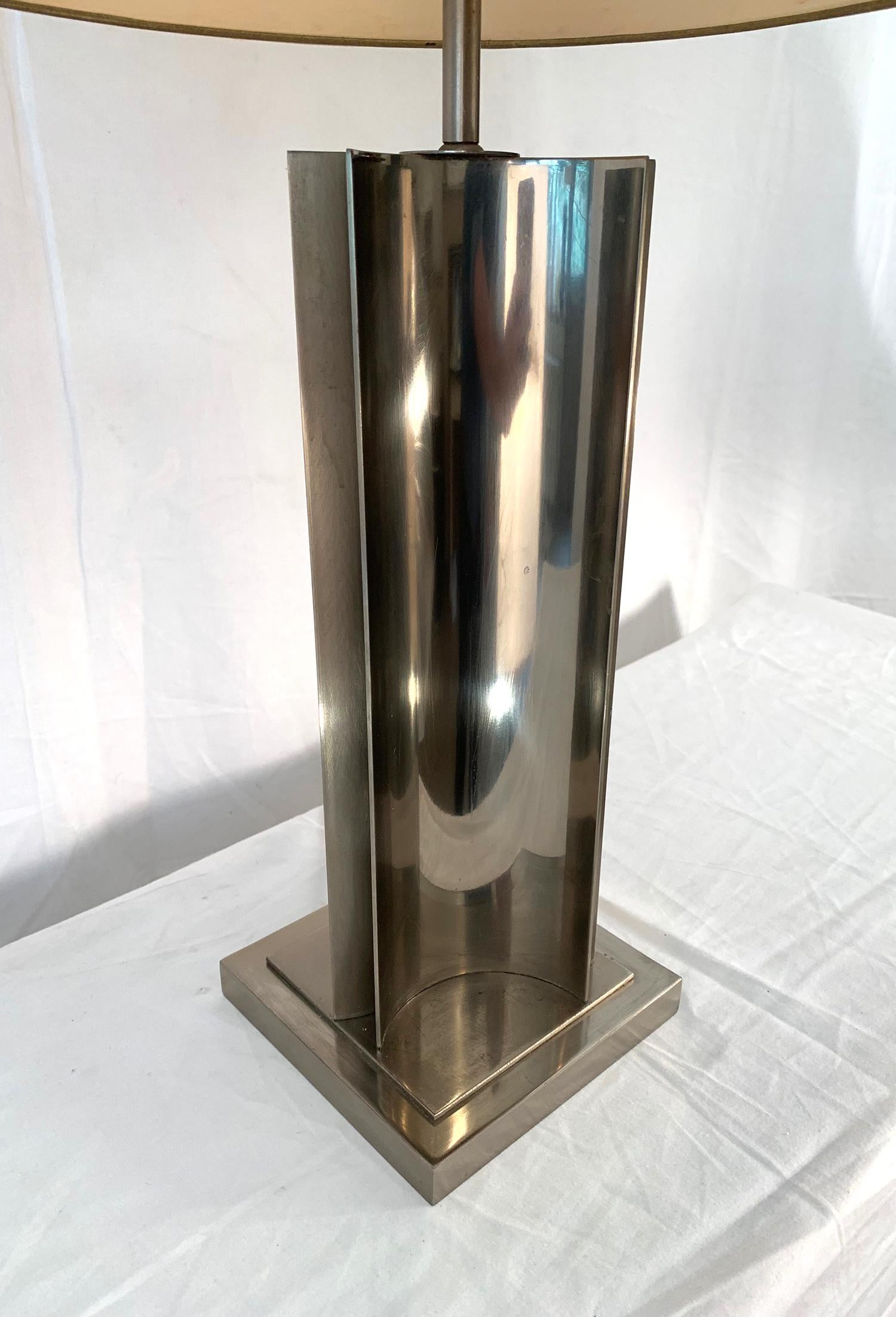 Late 20th Century Chrome Metal Table Lamp, 1970s For Sale