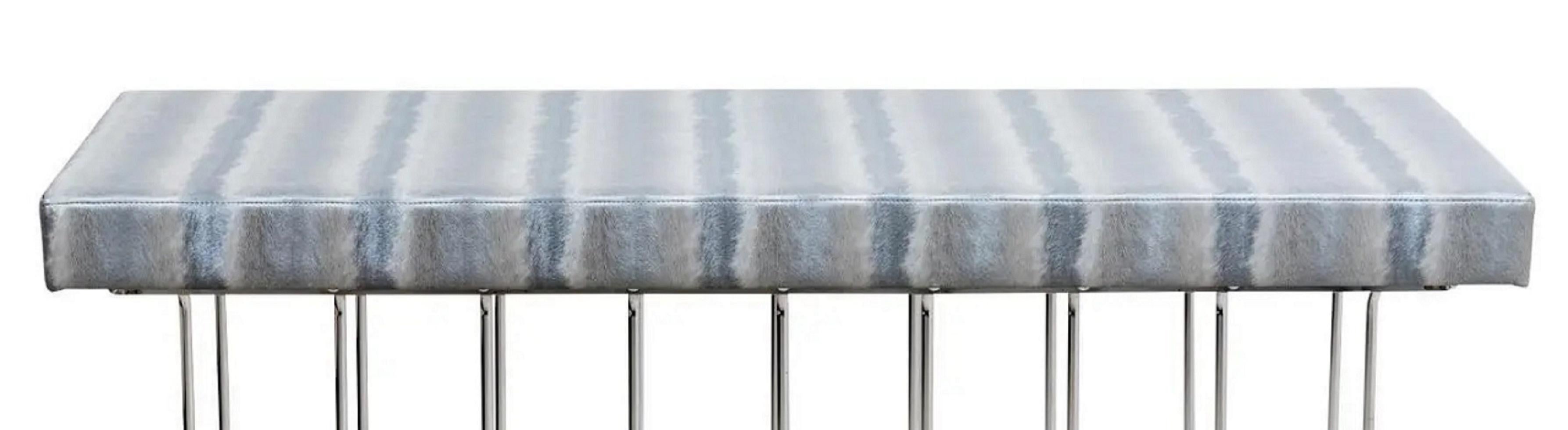 20th Century Chrome Mid Century Console Table with Upholstered Top For Sale