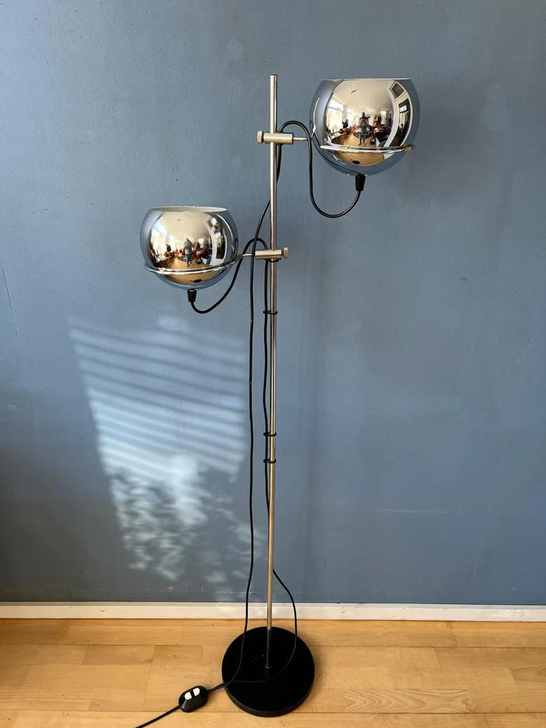 Chrome Mid Century GEPO Eyeball Floor Lamp, 1970s For Sale 1