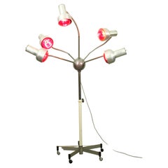 Verstellbare fünfarmige verchromte Lampe auf Radsockel, Mid-Century Modern