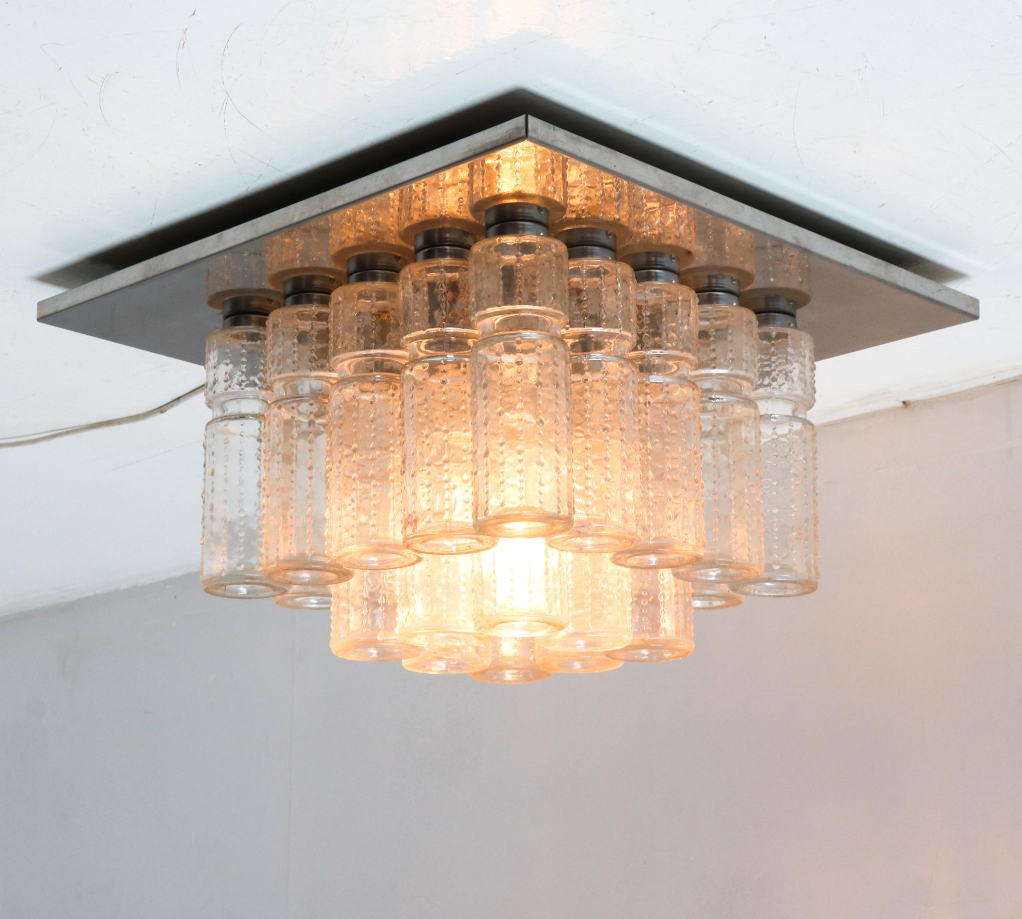 Chrome Mid-Century Modern Flush Mount Ceiling Light by Boris Tabacoff, 1970s In Good Condition For Sale In Amsterdam, NL