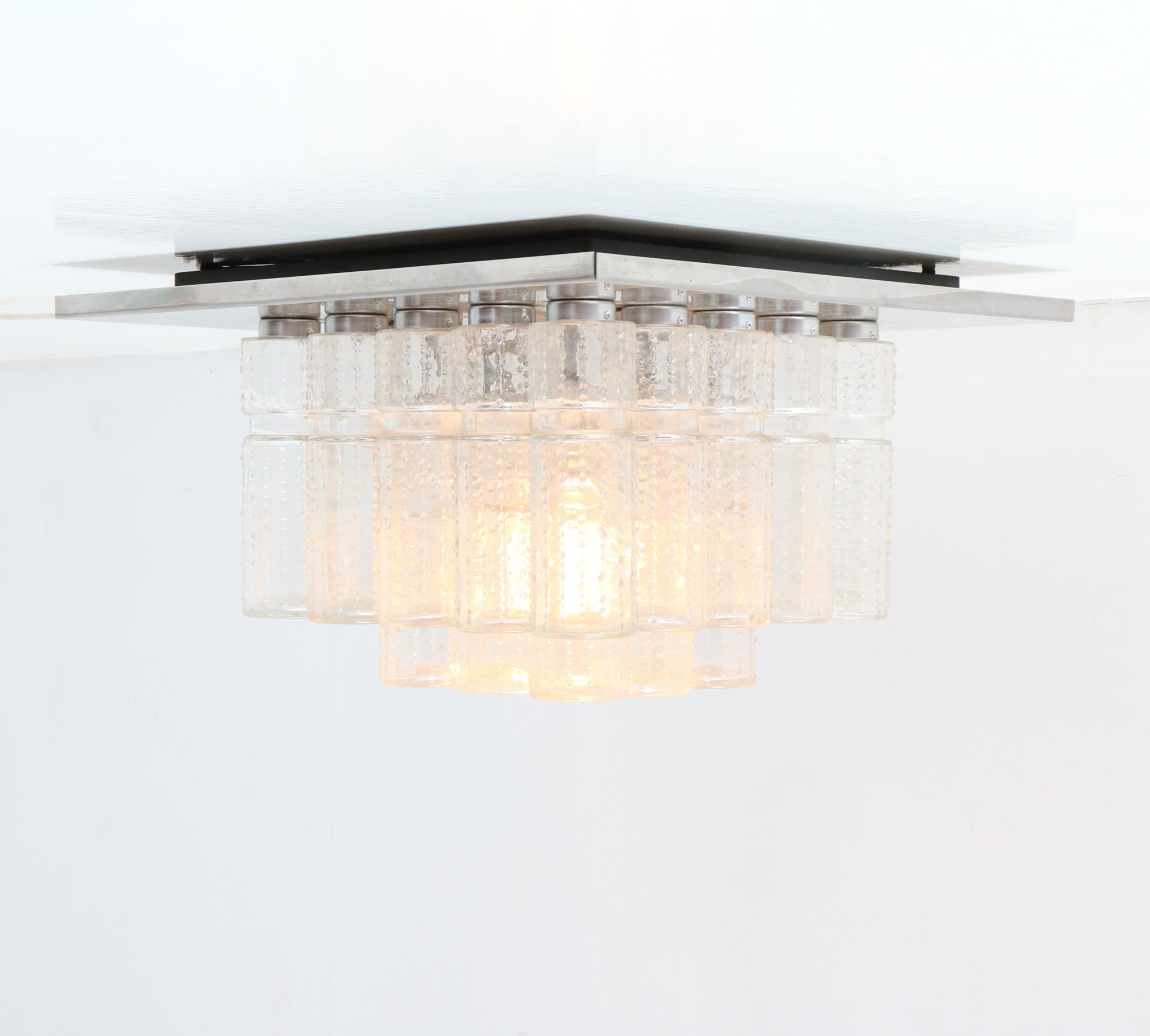 Late 20th Century Chrome Mid-Century Modern Flush Mount Ceiling Light by Boris Tabacoff, 1970s For Sale