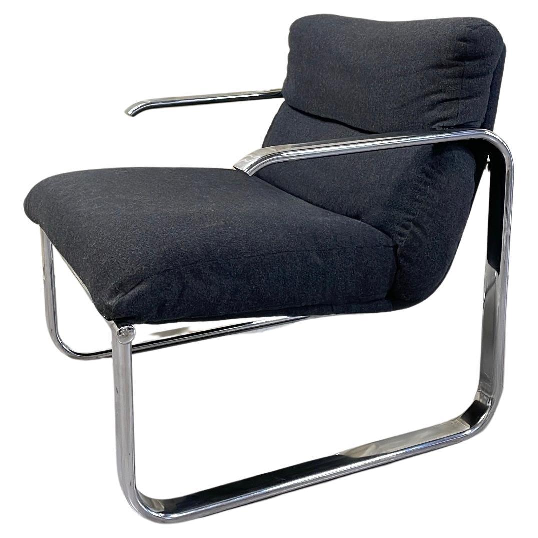 Chrome Mid Century Modern Lounge Chair For Sale