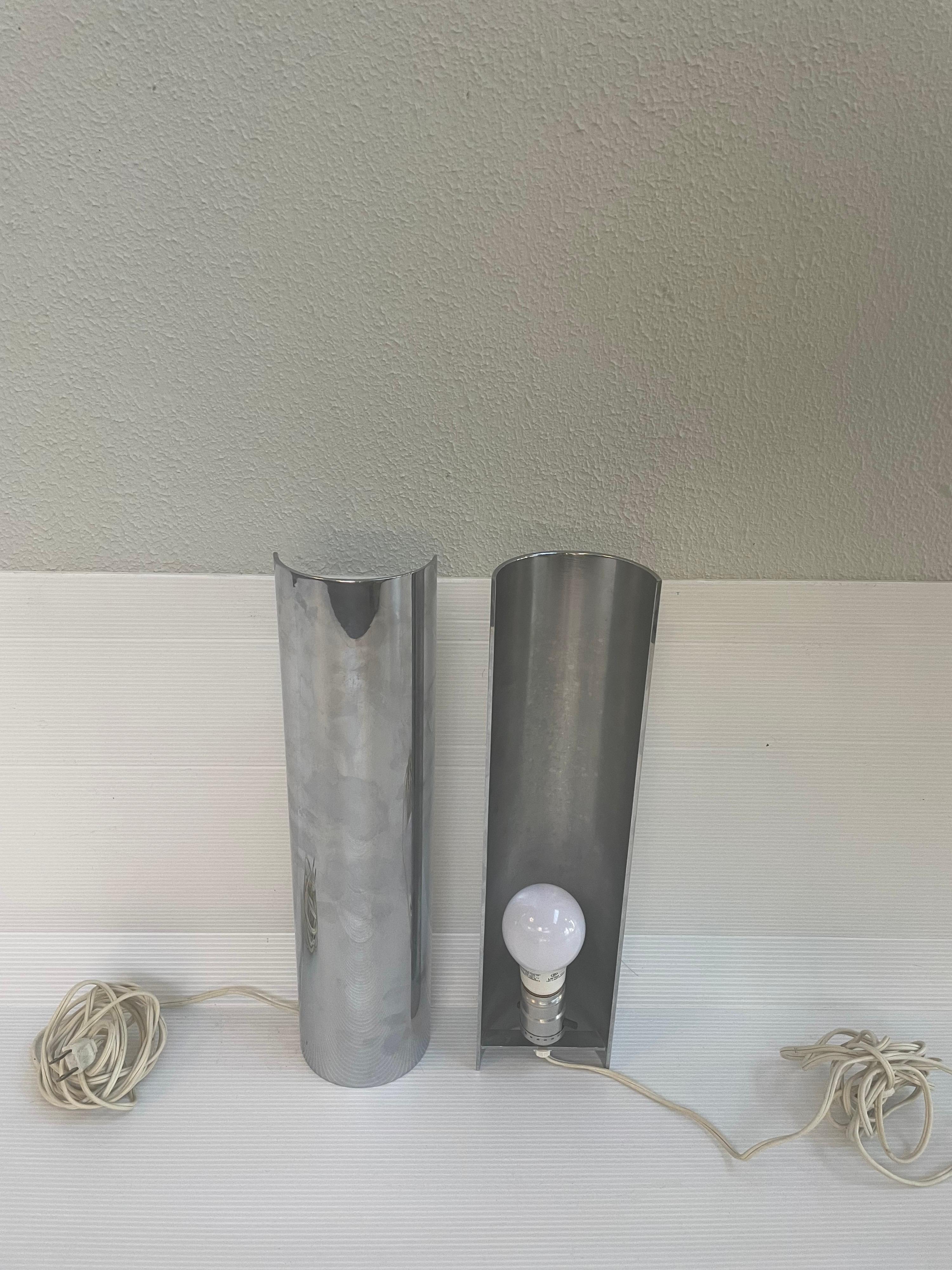 Mid-Century Modern Chrome Mid-Century Pillar Table Lamps, a Pair For Sale