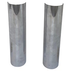 Chrome Mid-Century Pillar Table Lamps, a Pair