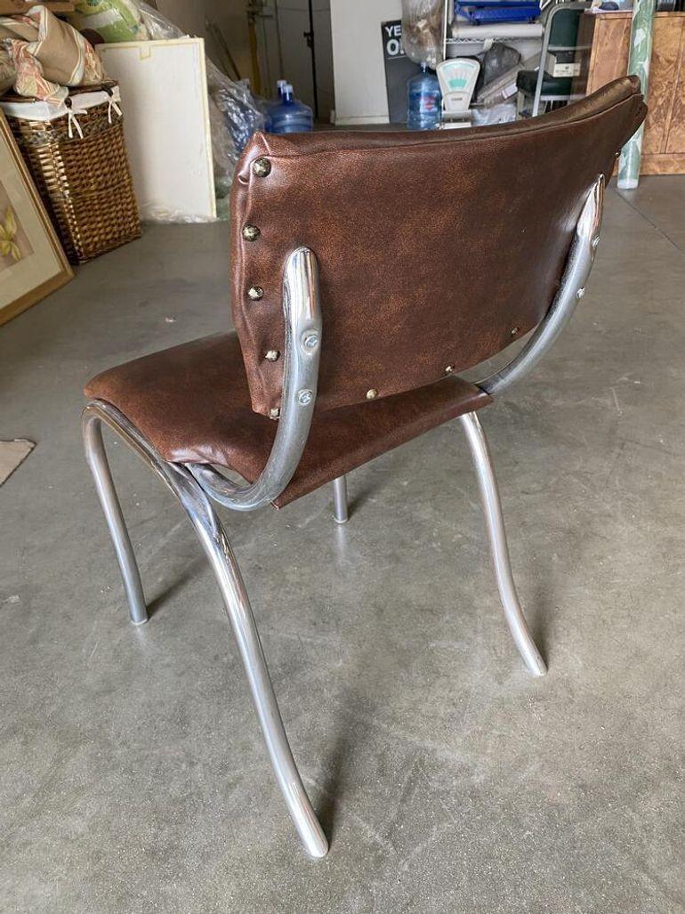 Chrome Mid Century Soda Shop Style Side Chair In Excellent Condition For Sale In Van Nuys, CA