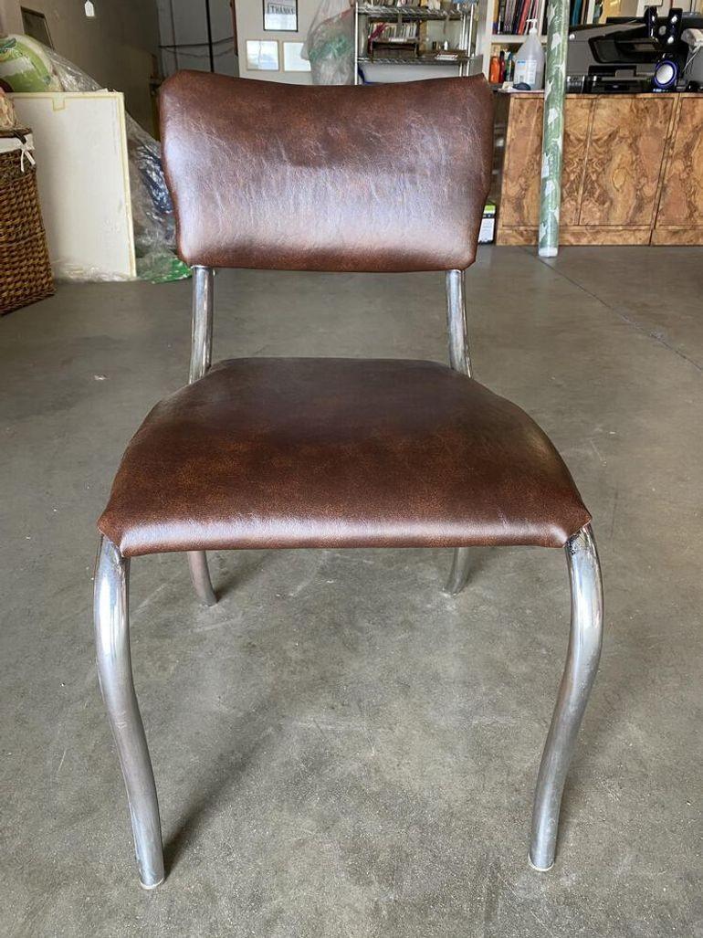 Chrome Mid Century Soda Shop Style Side Chair For Sale 1