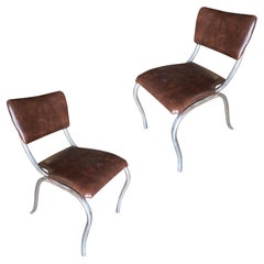 Used Chrome Midcentury Diningroom Soda Shop Style Side Chair, Pair