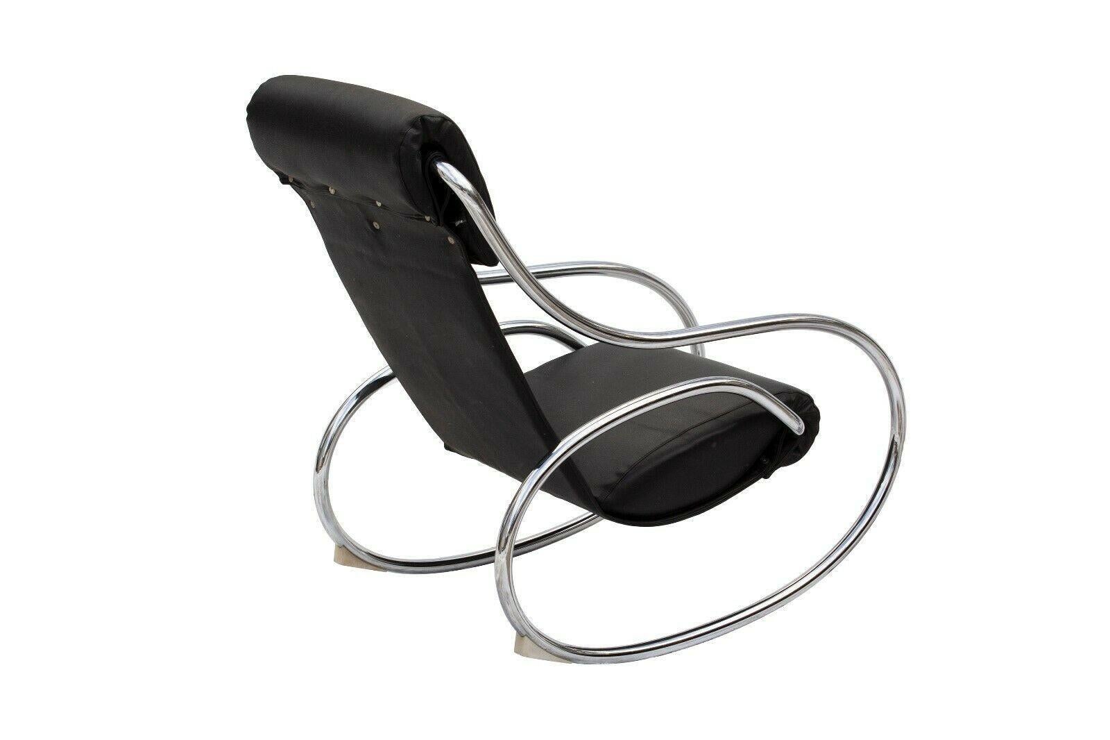 Chrome Midcentury Modern Rocking Chair In Good Condition In Grand Rapids, MI