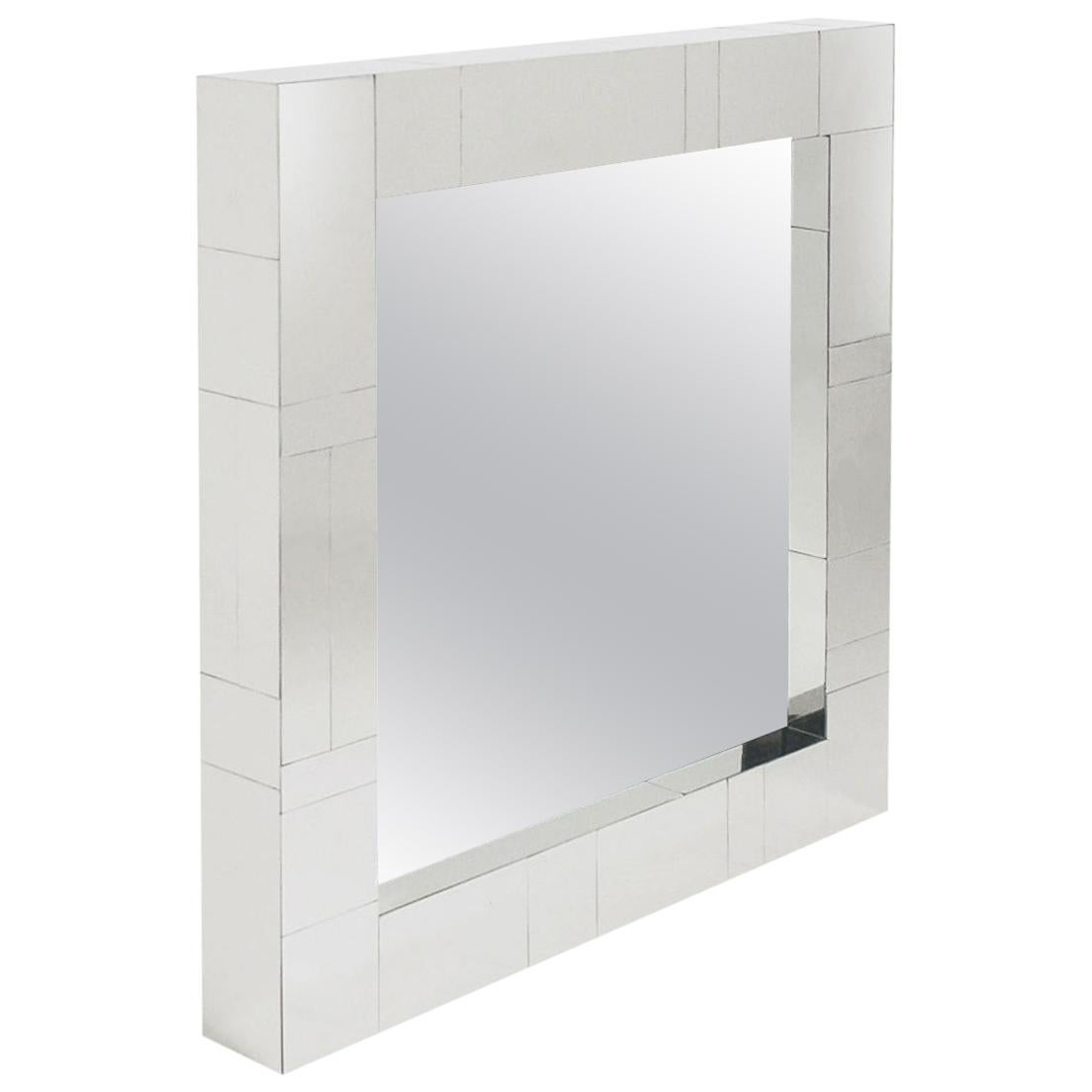 These chrome cityscape mirrors are in the style of Paul Evans are old stock and are being sold as found.