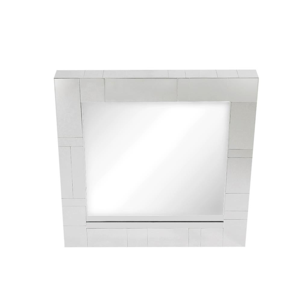 Mid-Century Modern Chrome Midcentury Square Cityscape Mirrors in the Style of Paul Evans For Sale