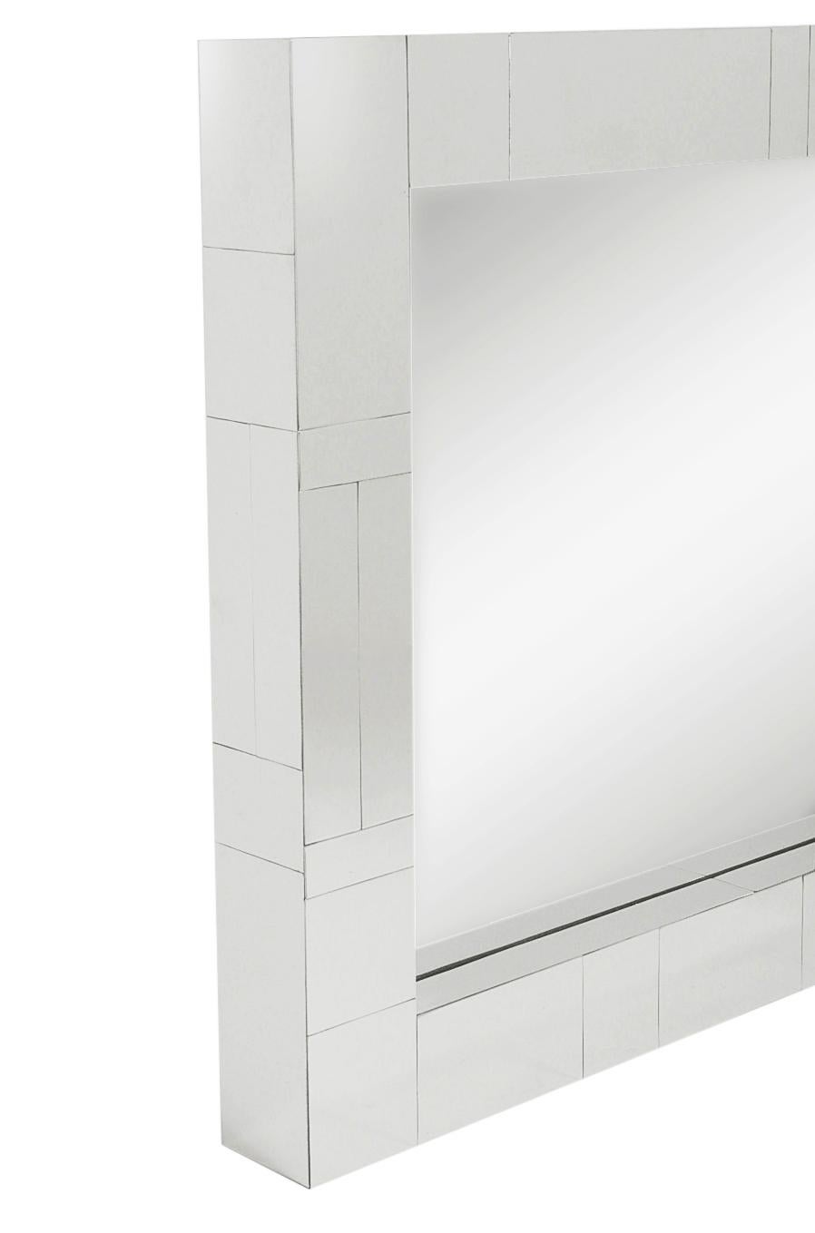 Chrome Midcentury Square Cityscape Mirrors in the Style of Paul Evans In Good Condition For Sale In Philadelphia, PA