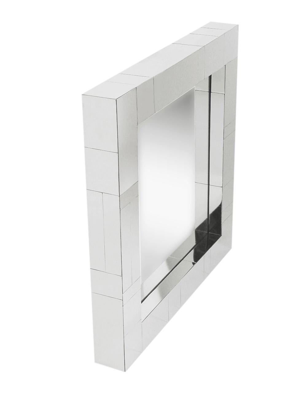 20th Century Chrome Midcentury Square Cityscape Mirrors in the Style of Paul Evans For Sale