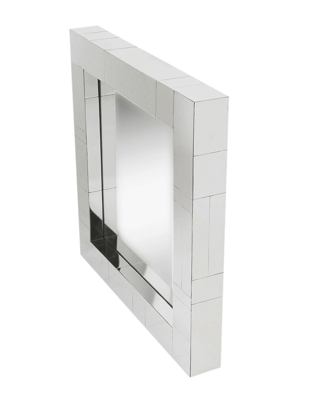 Chrome Midcentury Square Cityscape Mirrors in the Style of Paul Evans For Sale 1