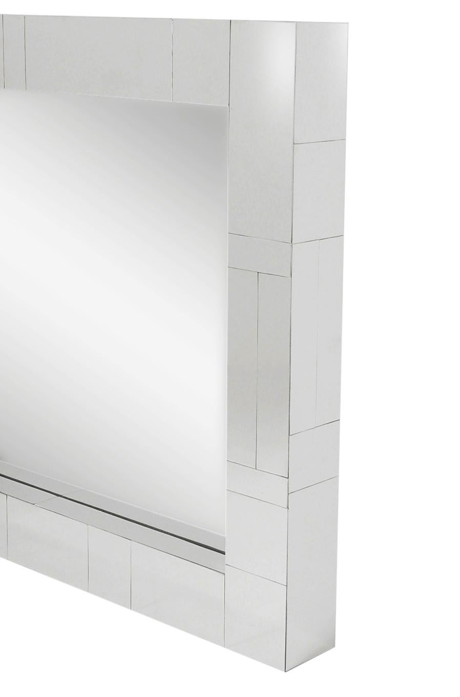 Chrome Midcentury Square Cityscape Mirrors in the Style of Paul Evans For Sale 2