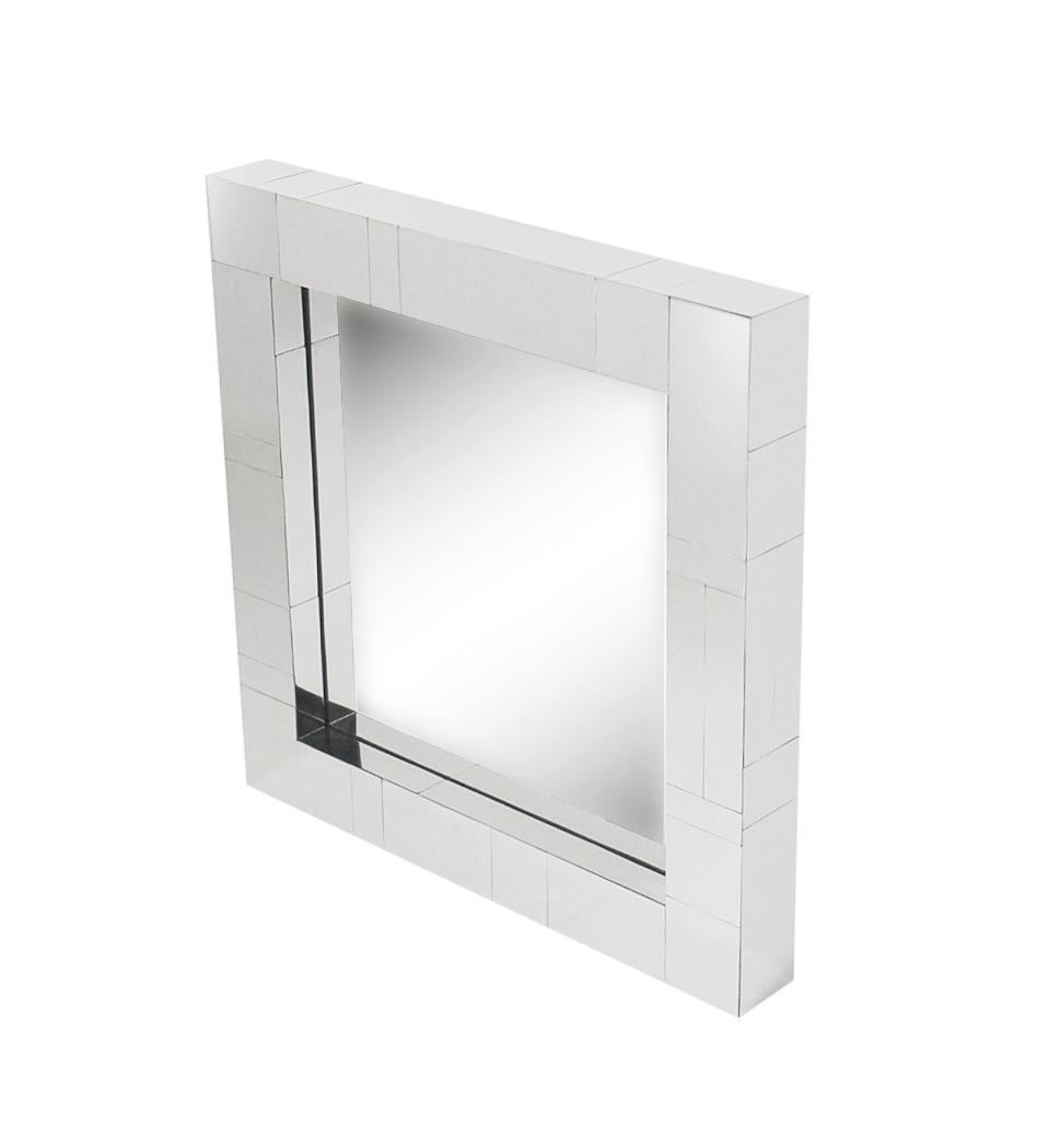 Chrome Midcentury Square Cityscape Mirrors in the Style of Paul Evans For Sale 3
