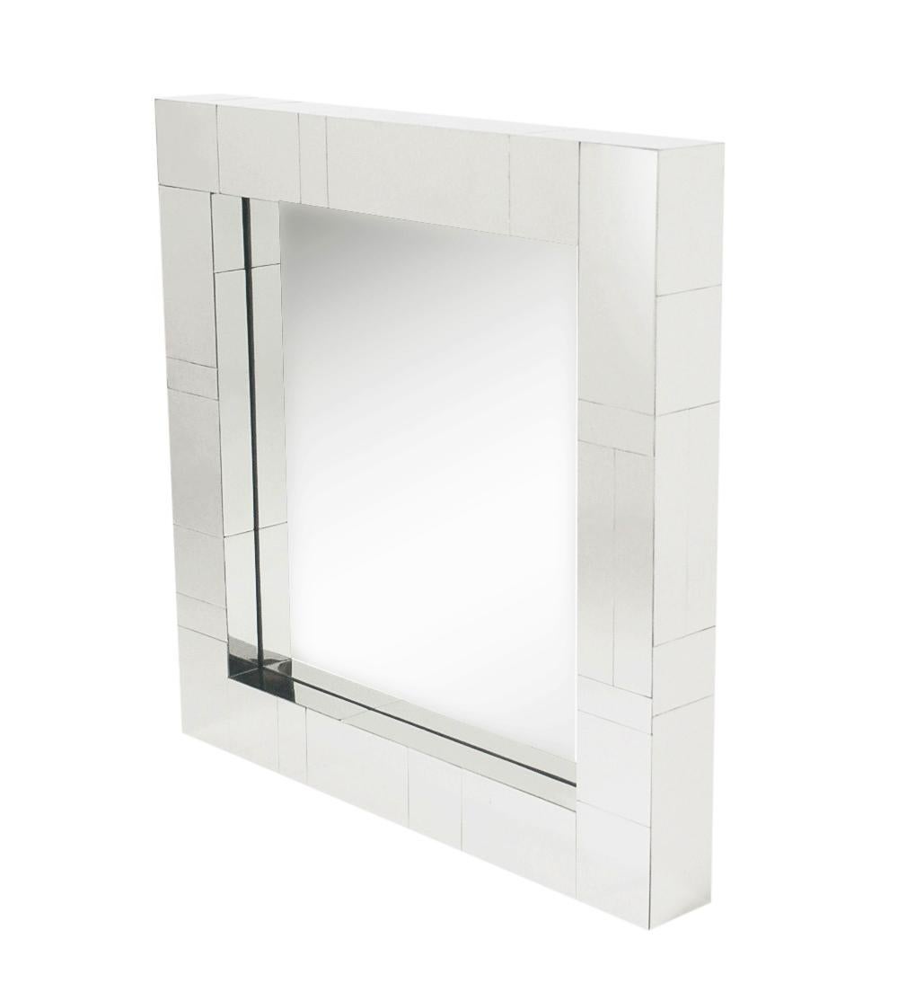 Chrome Midcentury Square Cityscape Mirrors in the Style of Paul Evans For Sale 4