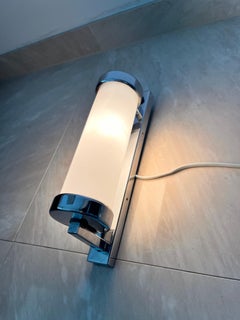 Chrome milk glass  Bauhaus / Functionalist Wall Lamp - 1930s