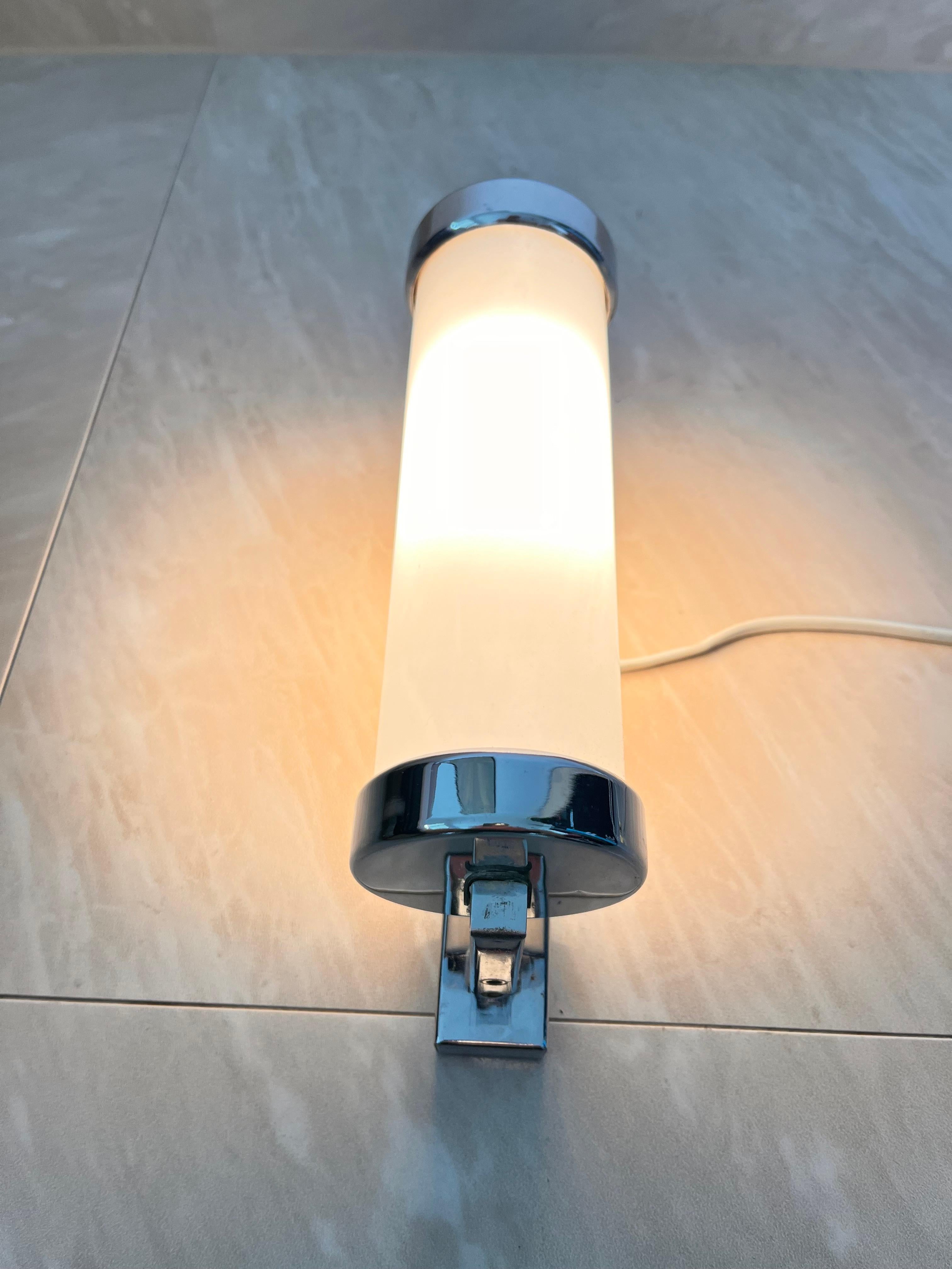 Czech Chrome milk glass  Bauhaus / Functionalist Wall Lamp - 1930s For Sale