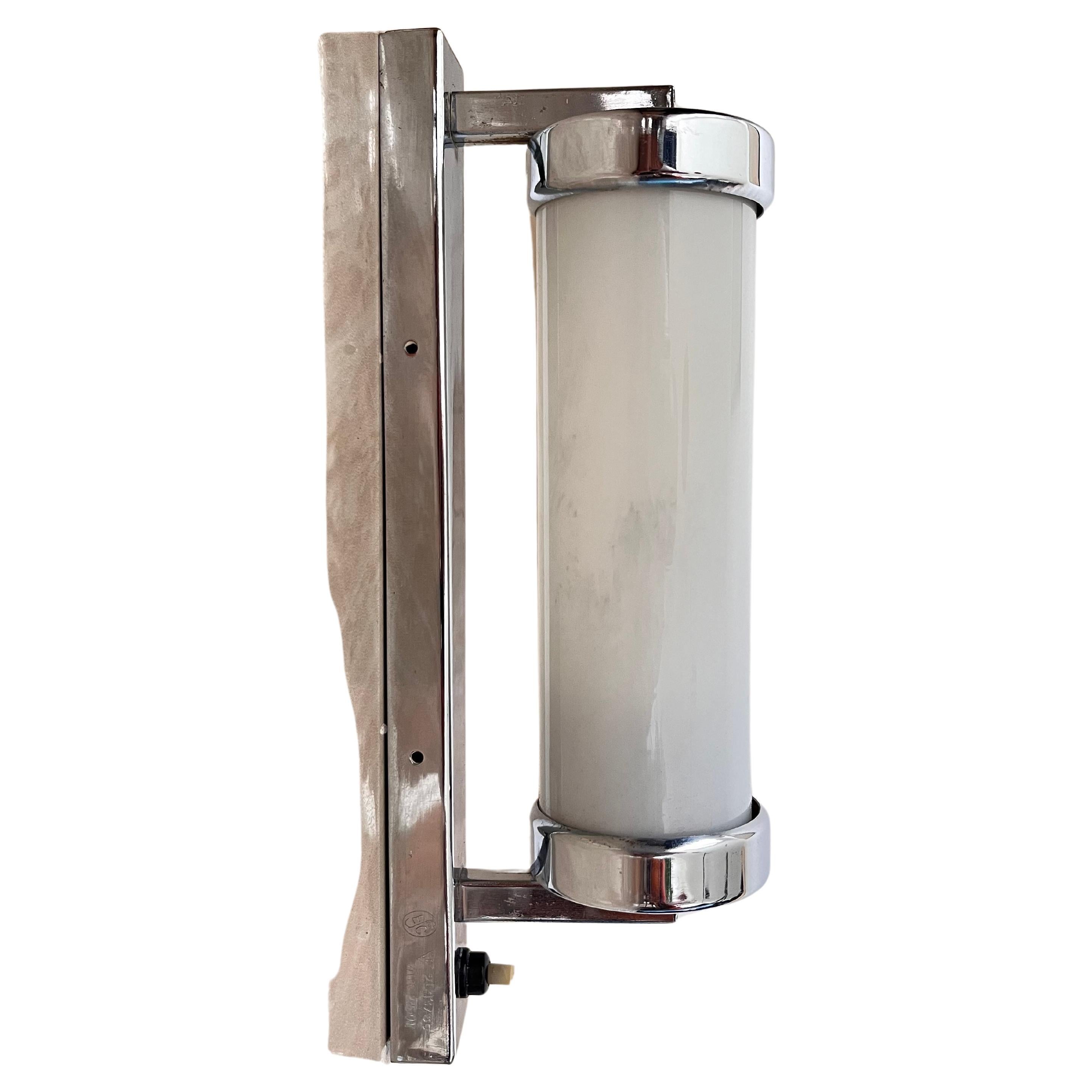 Chrome milk glass  Bauhaus / Functionalist Wall Lamp - 1930s