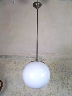 Chrome milk glass Bauhaus pendant / lamp - 1930s