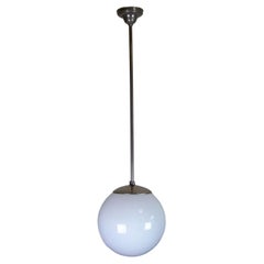 Chrome milk glass Bauhaus pendant / lamp - 1930s