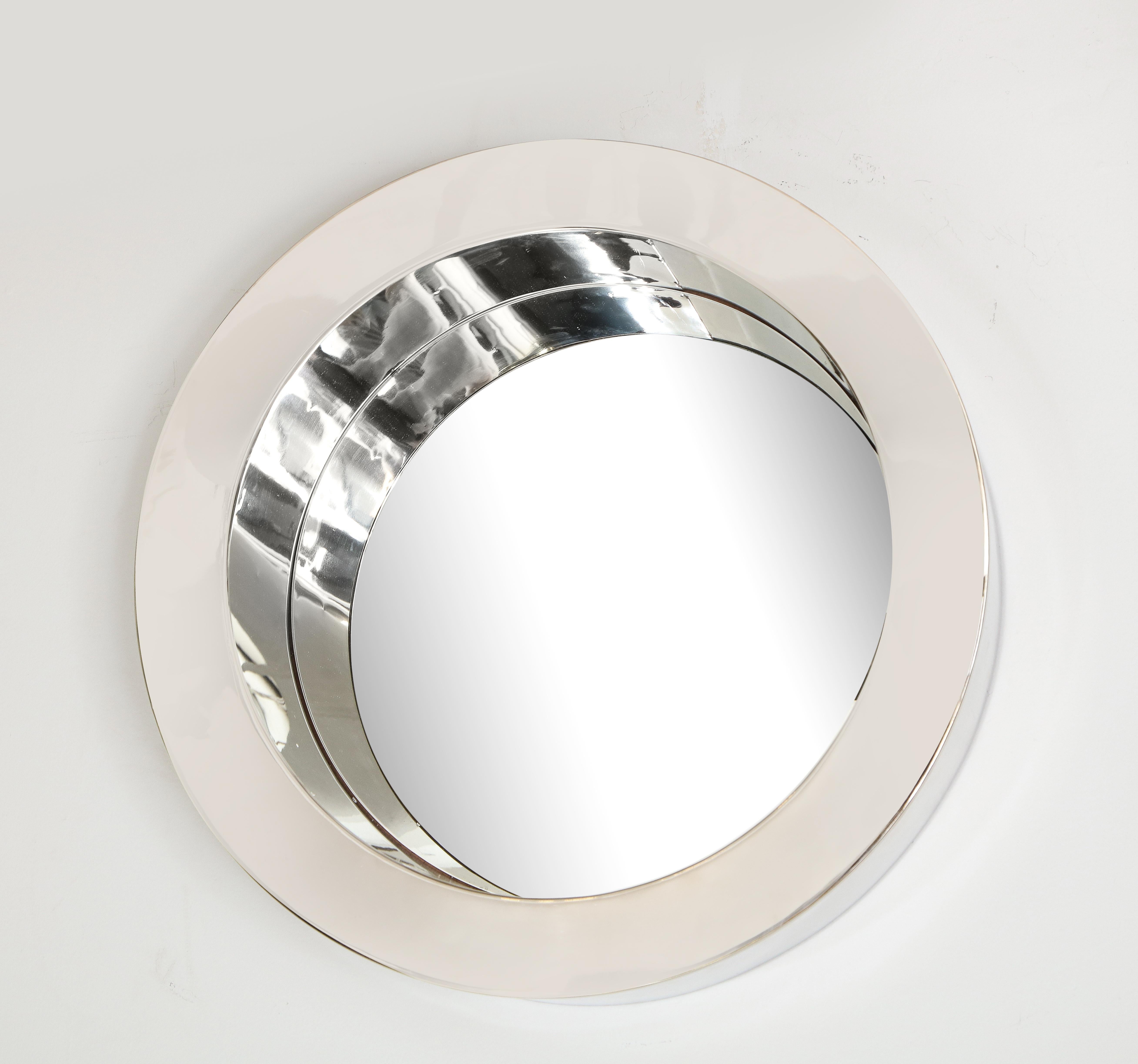 Chrome modernist mirror.

 