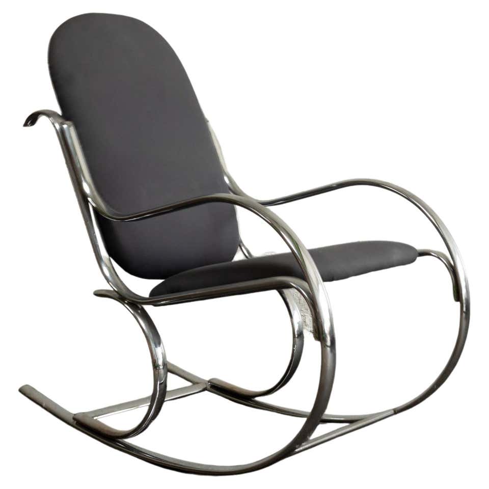 Leather and chrome rocking chair by Milo Baughman at 1stDibs | milo ...