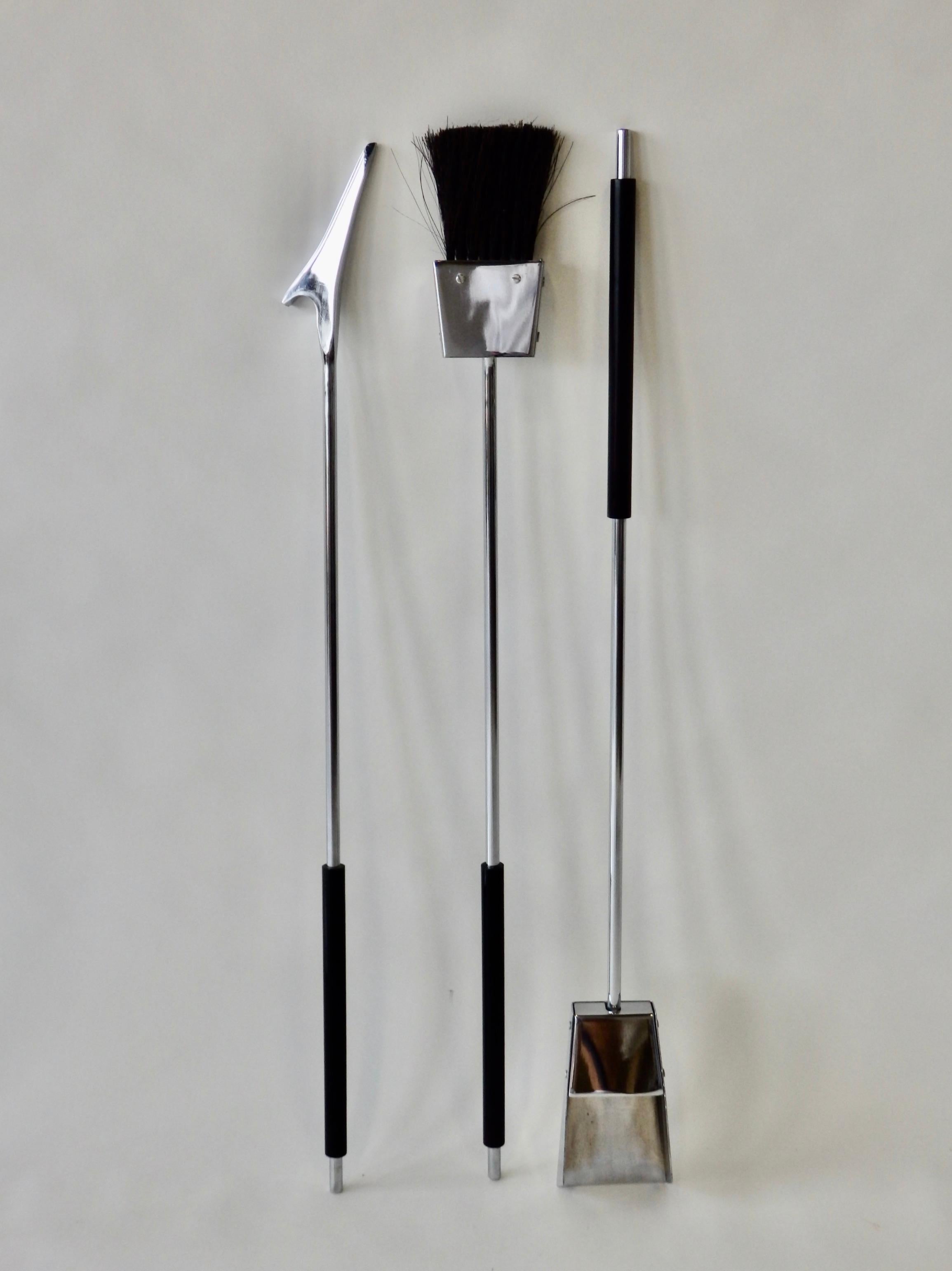 Chrome Mounted Lucite with Chrome Fireplace Tools by Alessandro Albrizzi 4