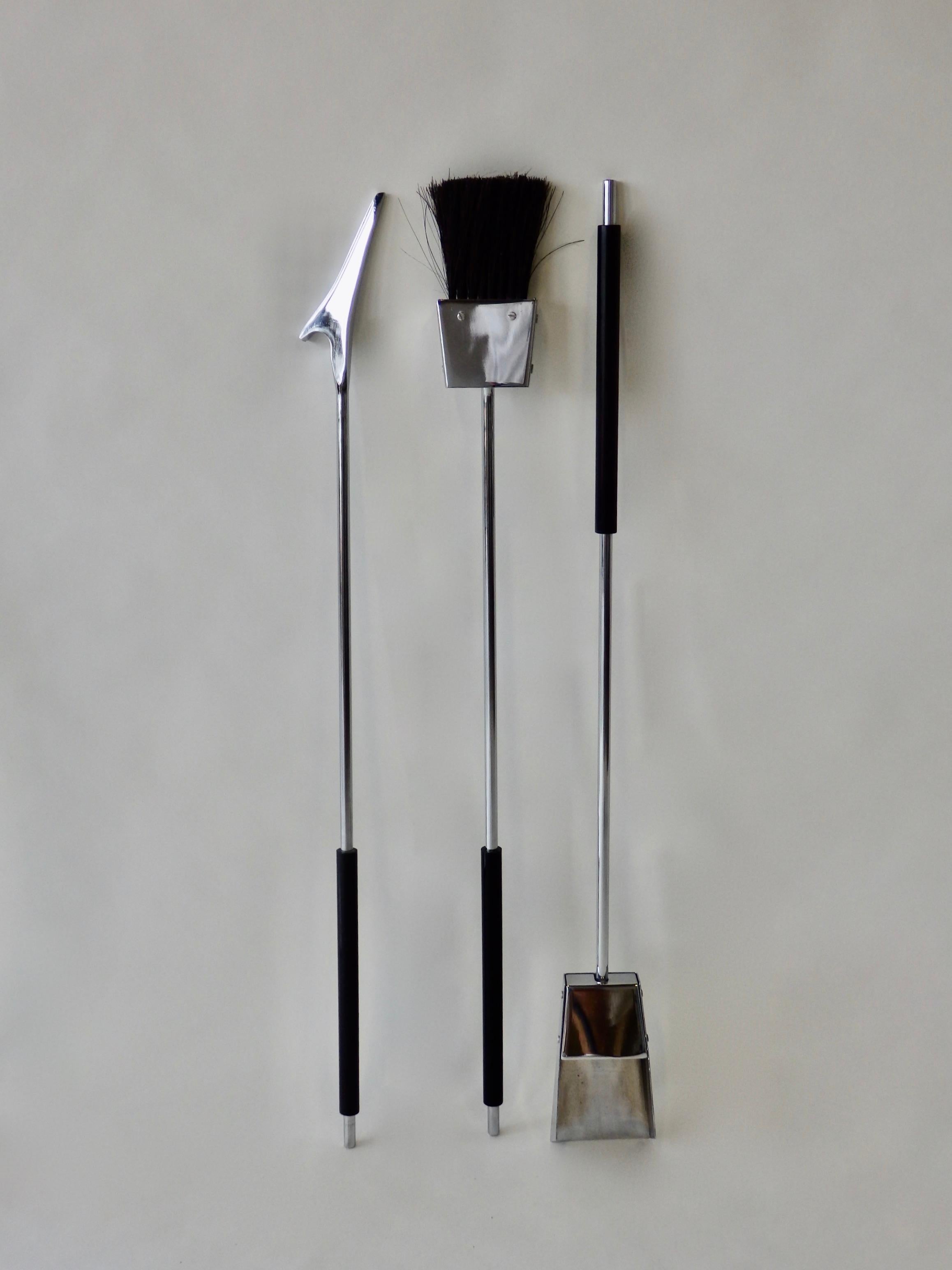 Chrome Mounted Lucite with Chrome Fireplace Tools by Alessandro Albrizzi 5