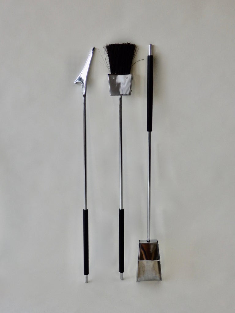 Chrome Mounted Lucite with Chrome Fireplace Tools by Alessandro Albrizzi For Sale 5