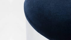 Chrom-Poufs "Mushroom" aus marineblauem Samt:: Paar