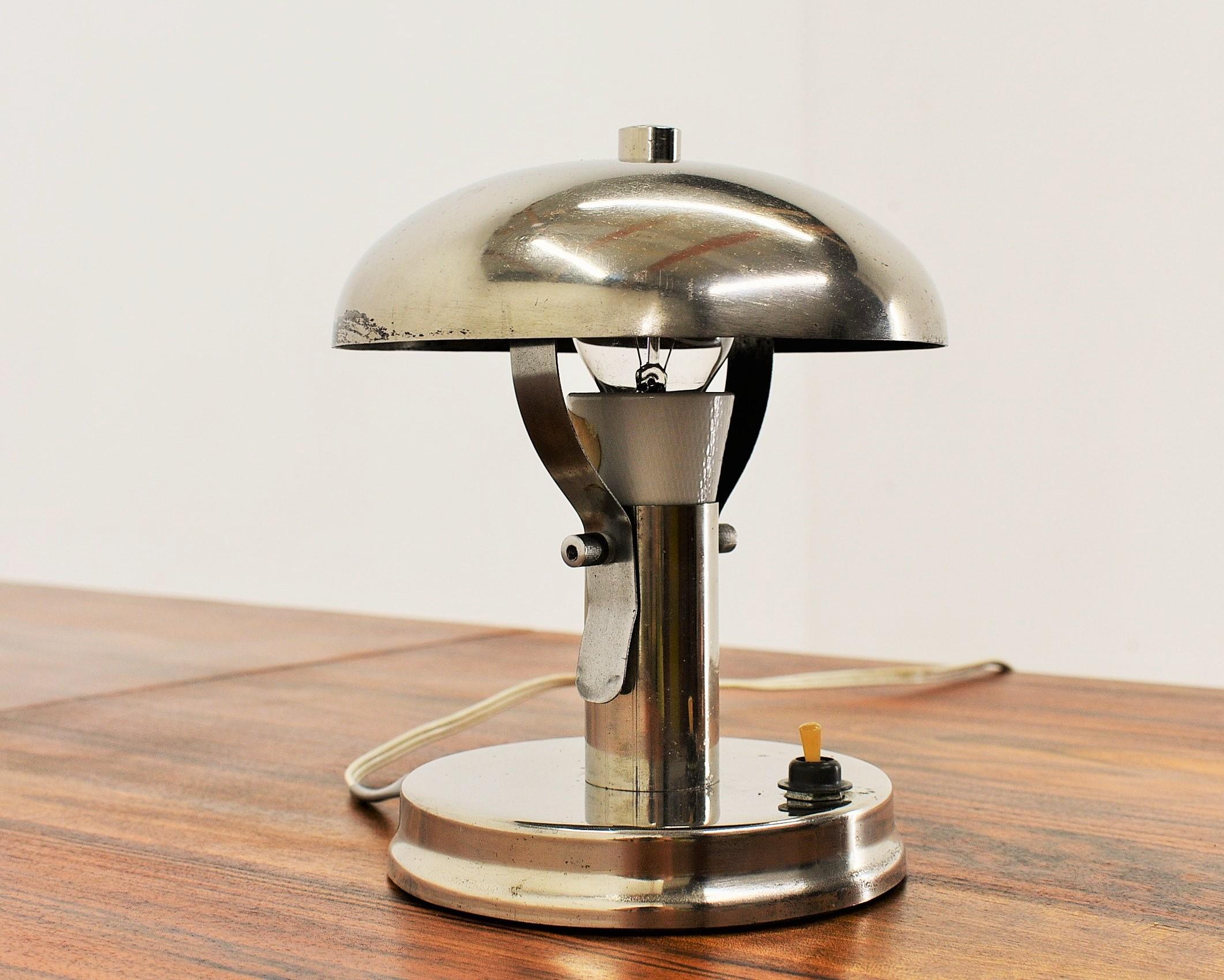 Chrome Mushroom Table Lamp by Napako / Josef Hurka, 1940s For Sale 7