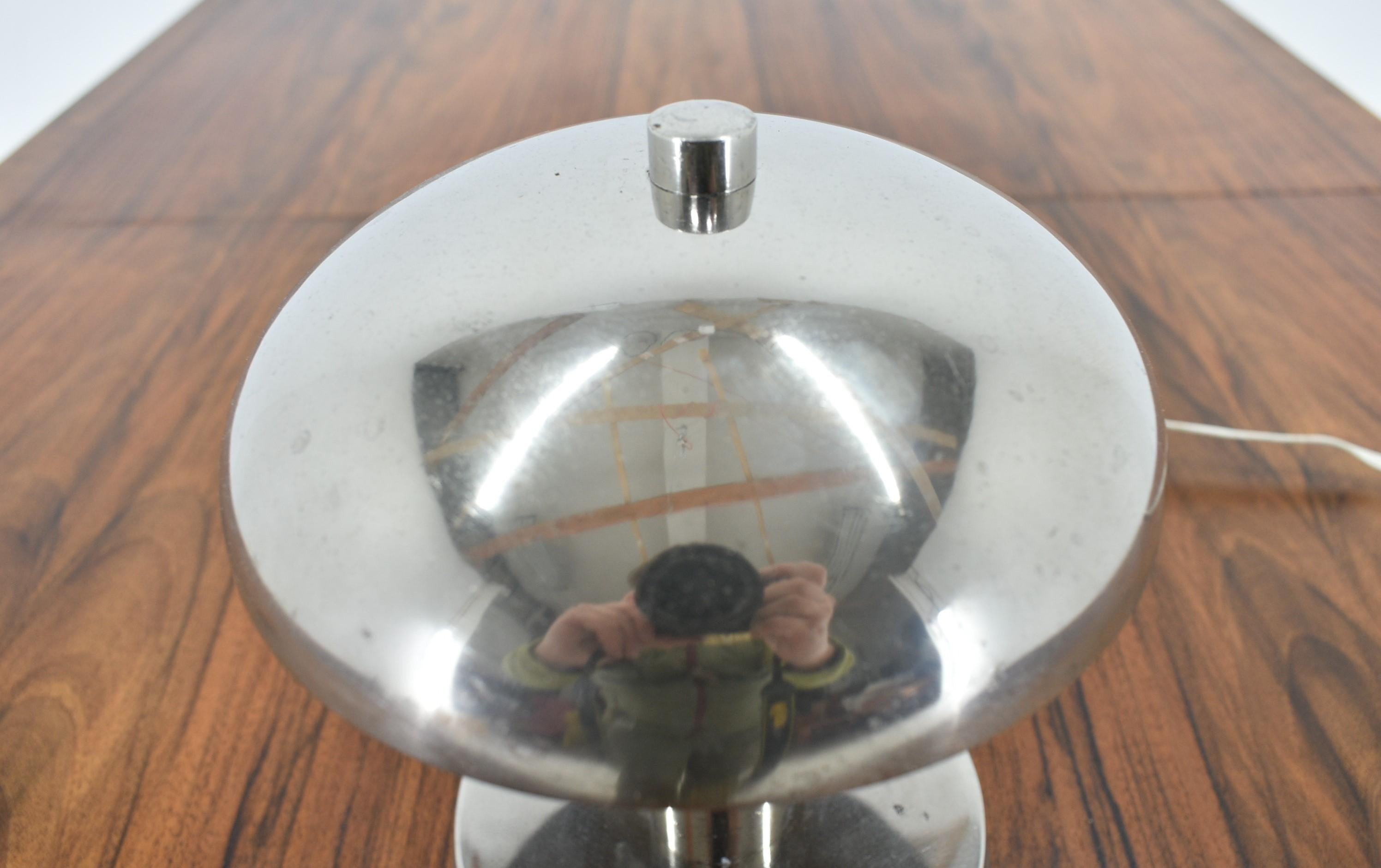 Chrome Mushroom Table Lamp by Napako / Josef Hurka, 1940s 1