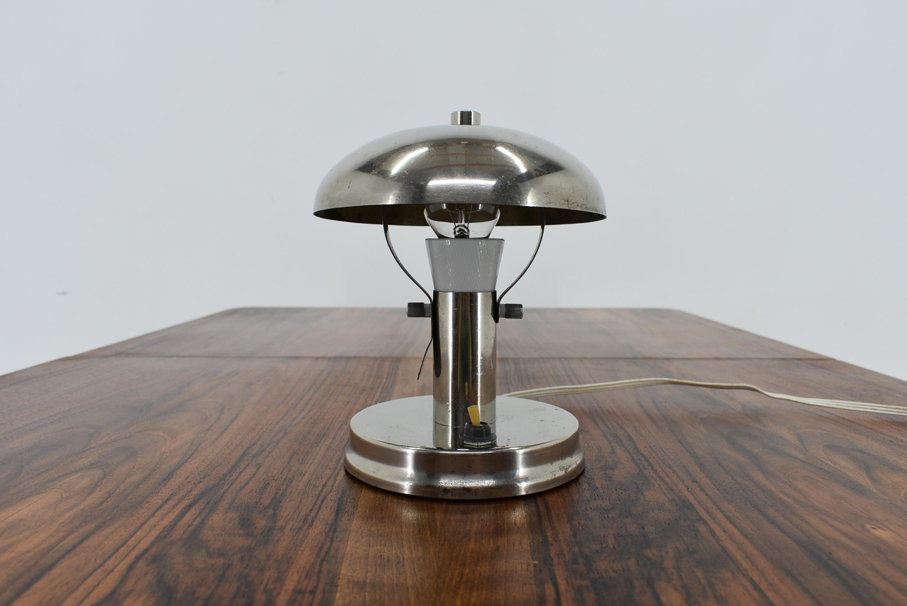 Chrome Mushroom Table Lamp by Napako / Josef Hurka, 1940s For Sale 3