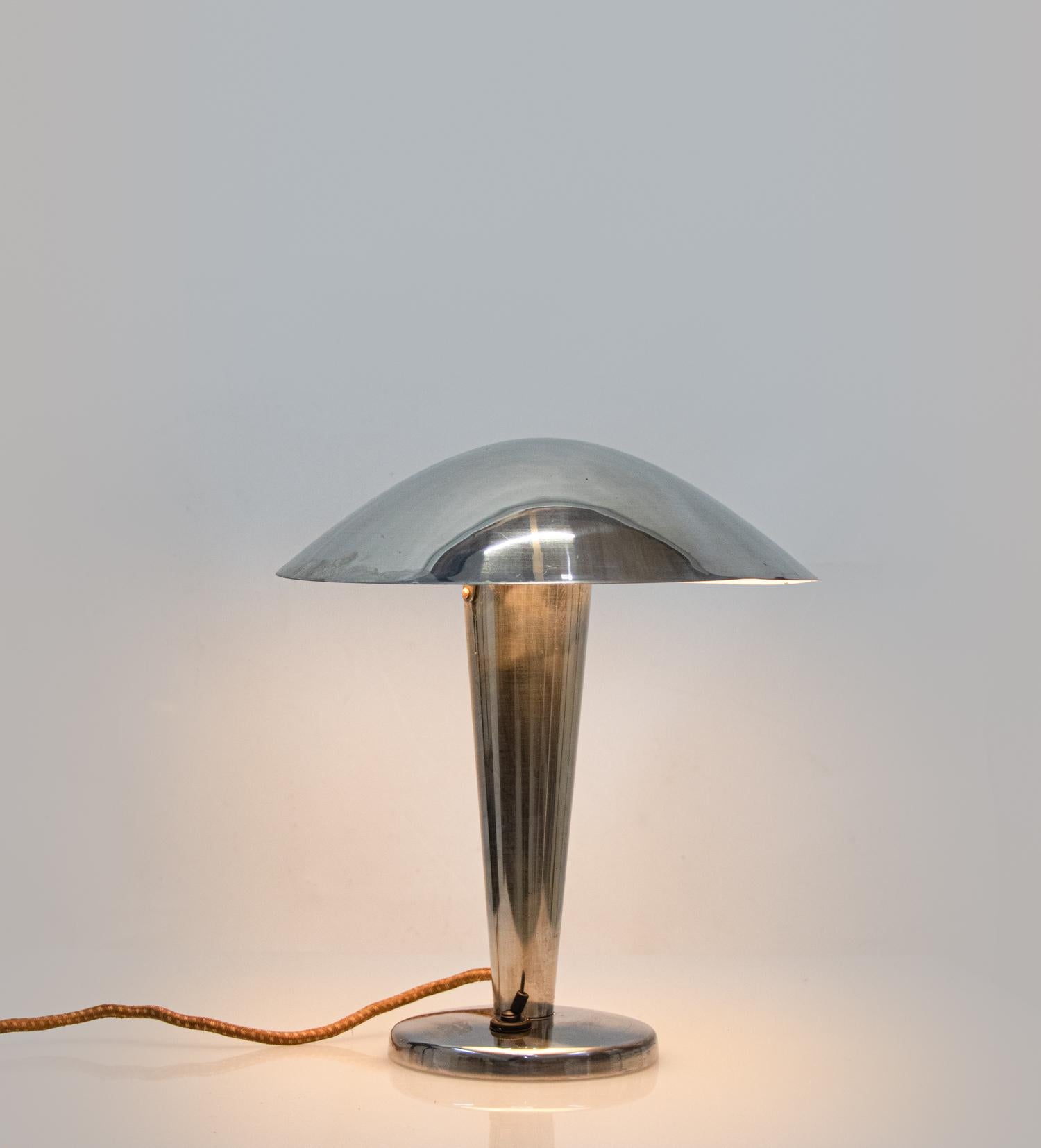 Czech Chrome Mushroom Table Lamp by Napako / Josef Hurka, 1950s