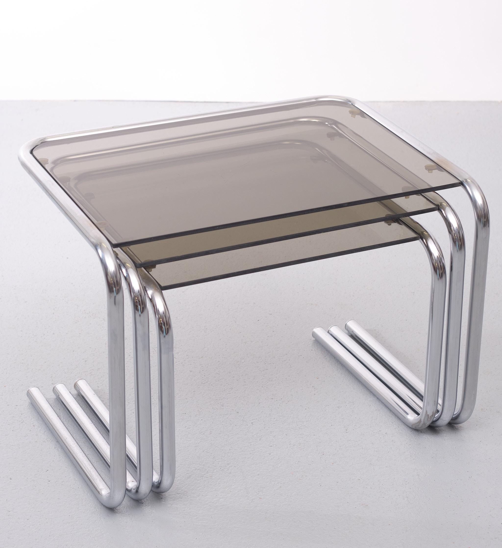 Late 20th Century Chrome Nesting Tables 1970s Holland