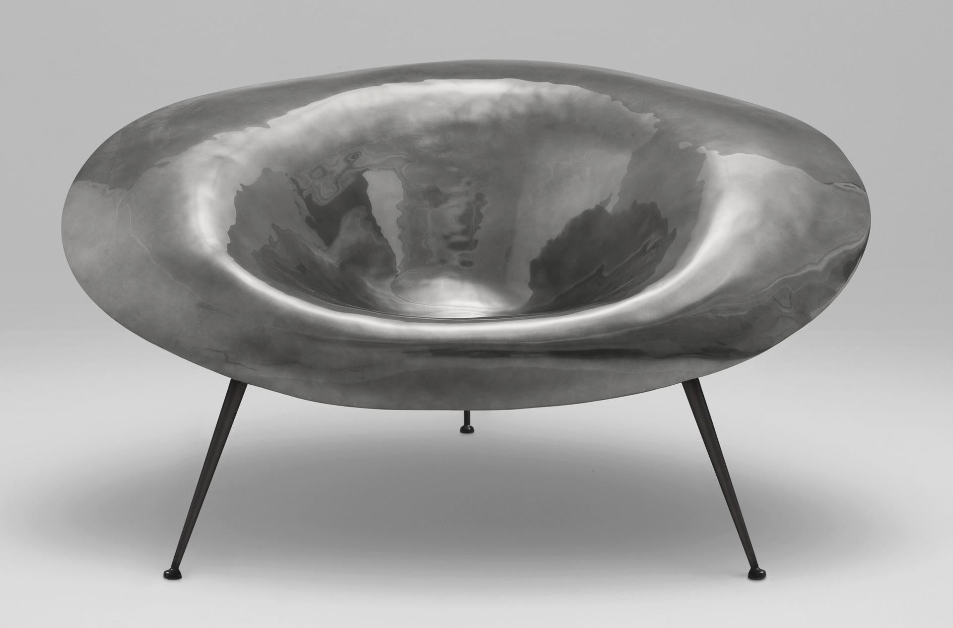 Chrome Nido by Imperfettolab
2008
Dimensions: W 130 x D 97 x H 66 cm
Materials: Varnished fibreglass, metal base
Chrome finish

Imperfetto Lab
Who we are? We are a family.
Verter Turroni, Emanuela Ravelli and our children Elia, Margherita