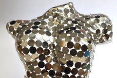 Nude Female Bodice Chrome Sculpture Mannequin on Granite Base