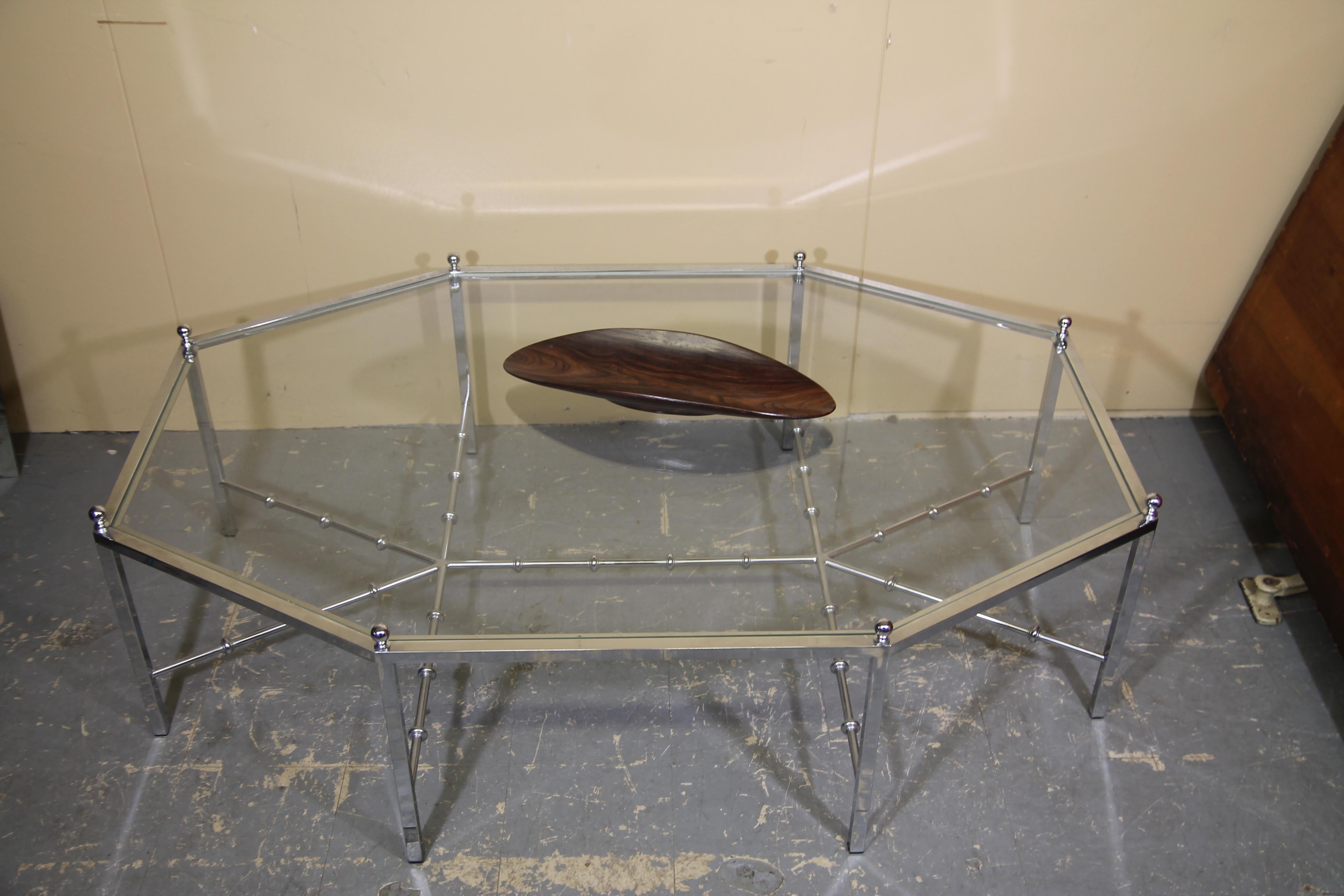 20th Century Chrome Octogonal Coffee Table in the style of Maison Jansen For Sale