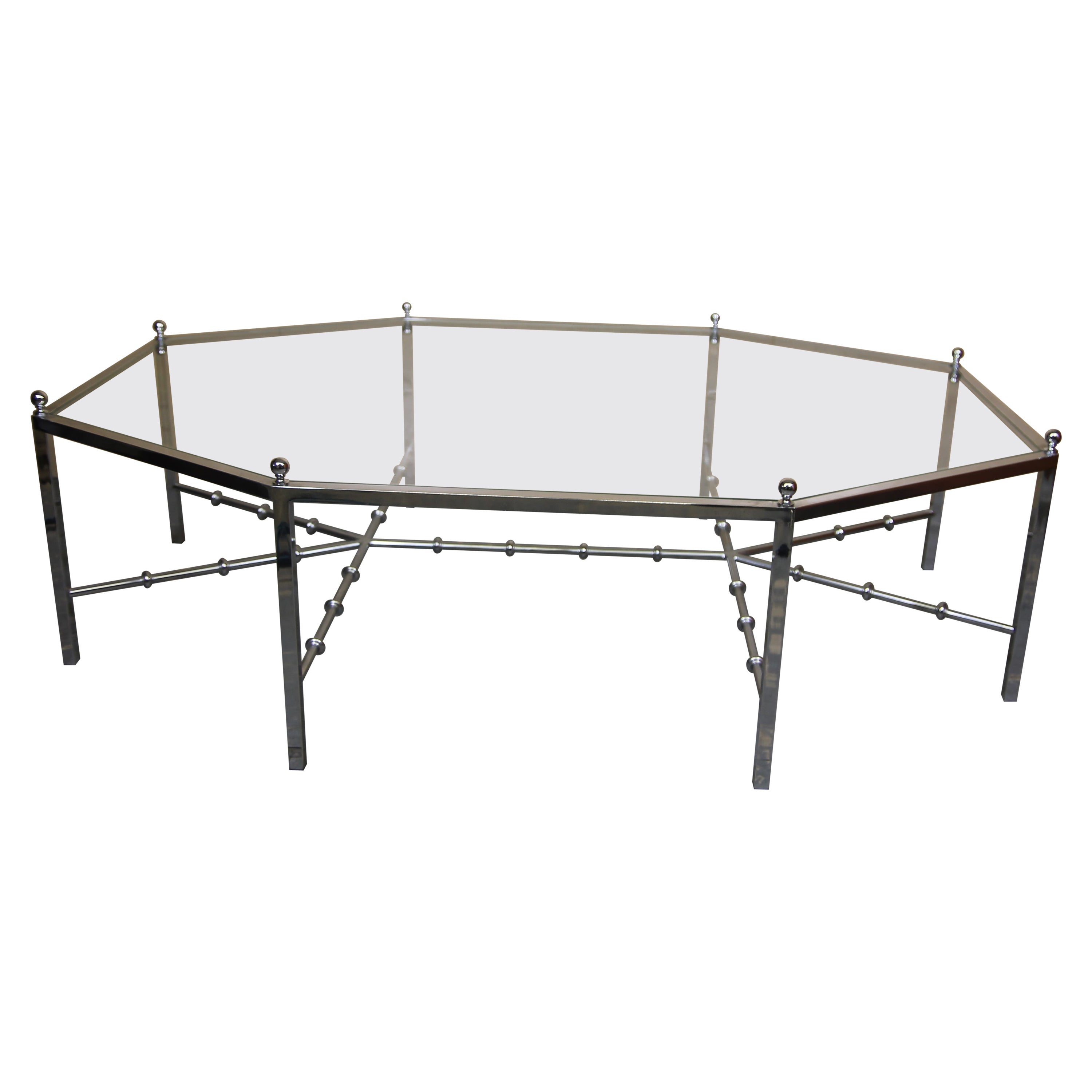 Chrome Octogonal Coffee Table in the style of Maison Jansen
