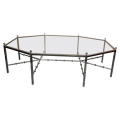 Chrome Octogonal Coffee Table in the style of Maison Jansen