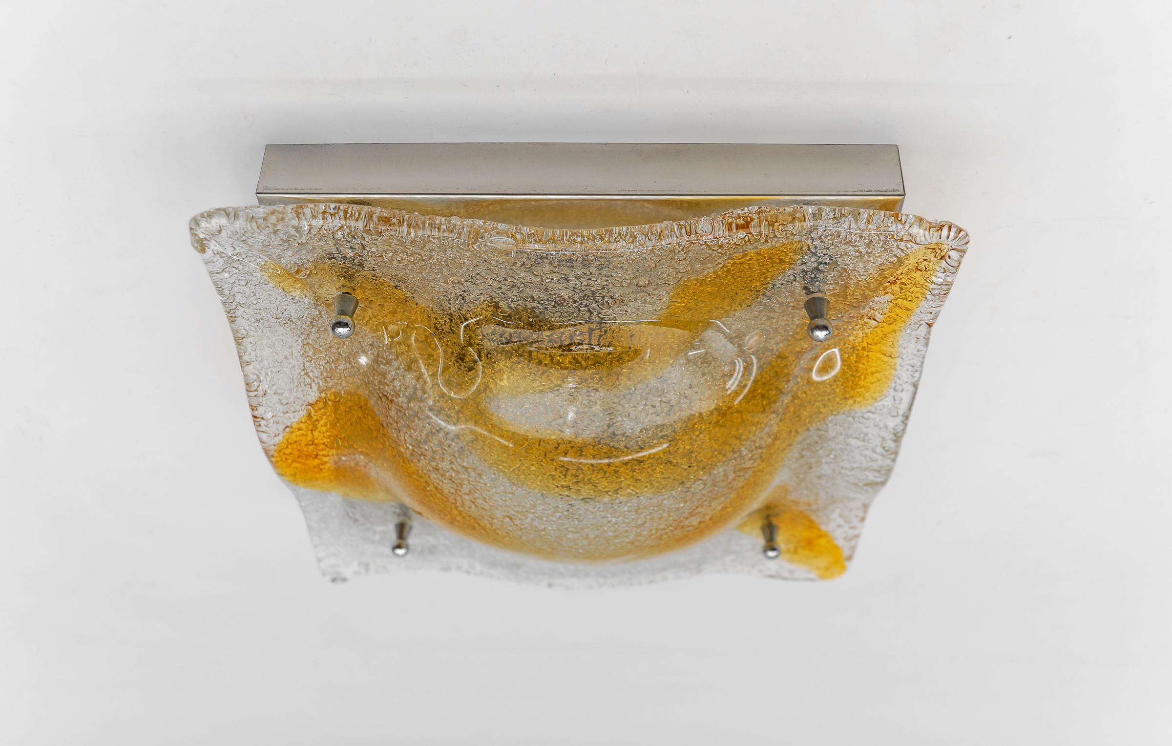 Wandleuchter aus verchromtem und orangefarbenem Murano-Glas, Italien, 1960er Jahre im Zustand „Gut“ im Angebot in Nürnberg, Bayern
