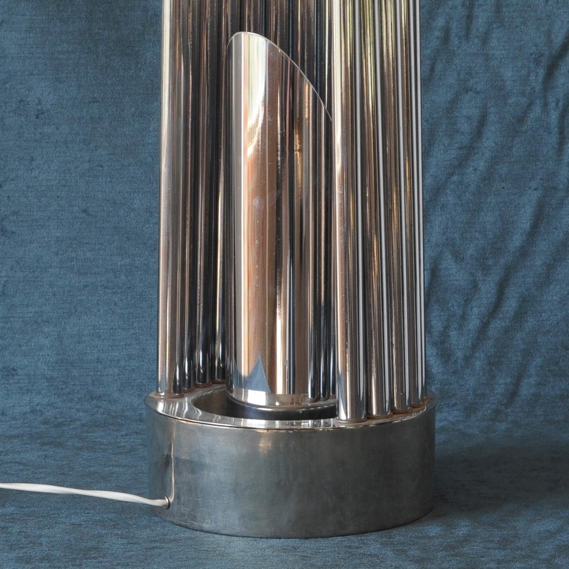 Chrome Organ Pipe Lamp, Italy, 1970s In Good Condition For Sale In BUDAPEST, HU
