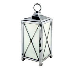 Chrome Outdoor Lantern With Cross Decorations