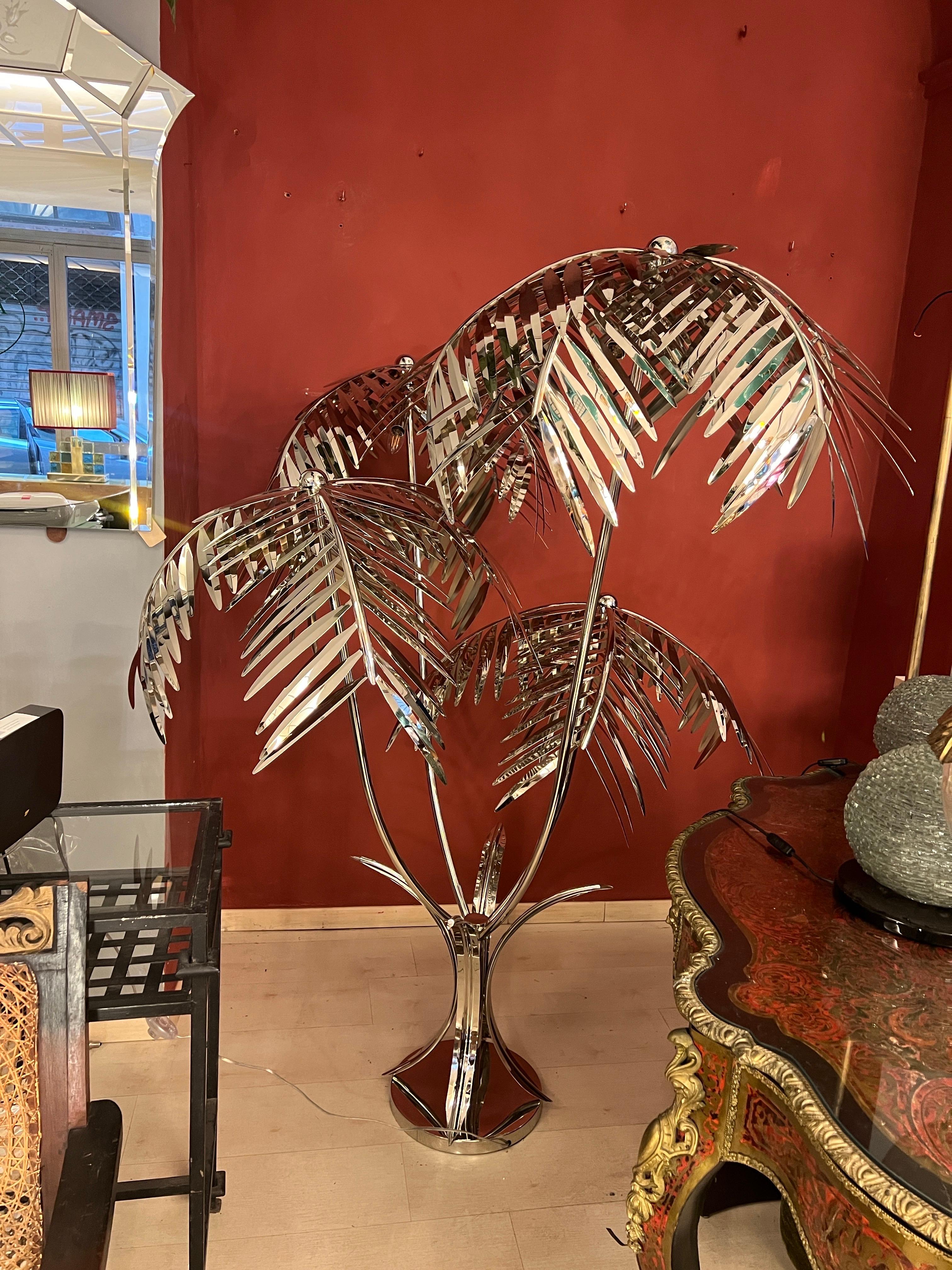 Verchromte Palmen-Stehlampe, 2000er Jahre im Angebot 4