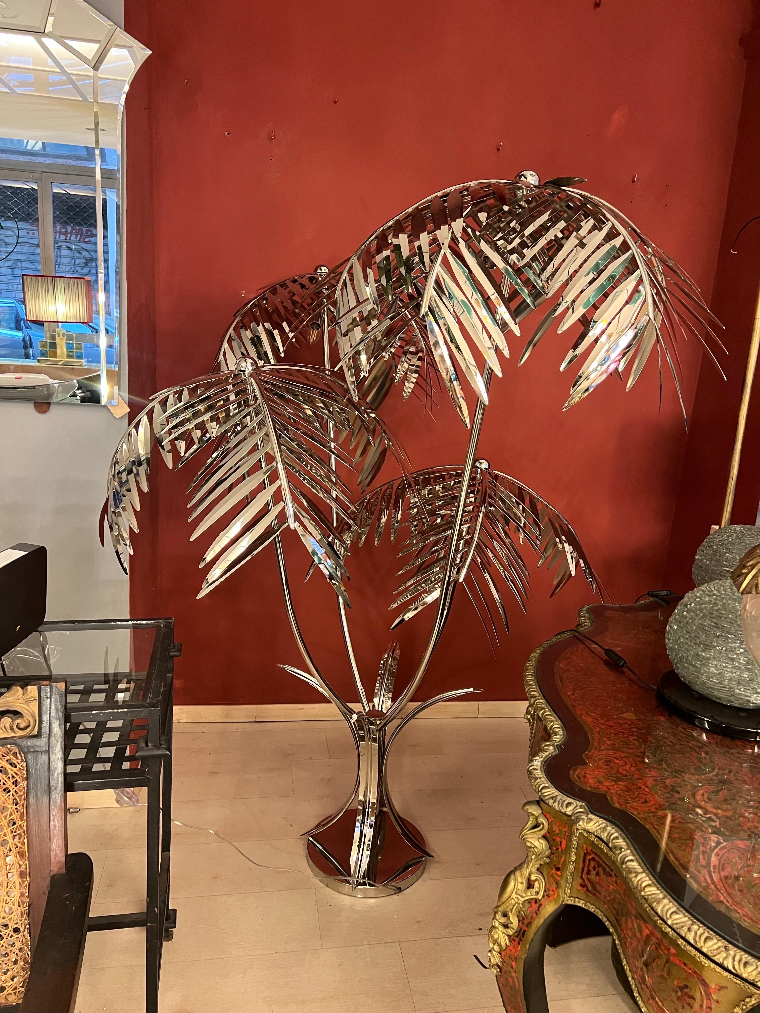 Verchromte Palmen-Stehlampe, 2000er Jahre im Angebot 7
